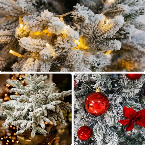Sggvecsy 30 Pcs Snow Frosted Artificial Pine Branches Christmas Snowy Pine Needles Fake Greenery Pine Spray Picks for DIY Crafts Garland Wreath Xmas Embellishing Home Holiday Decoration