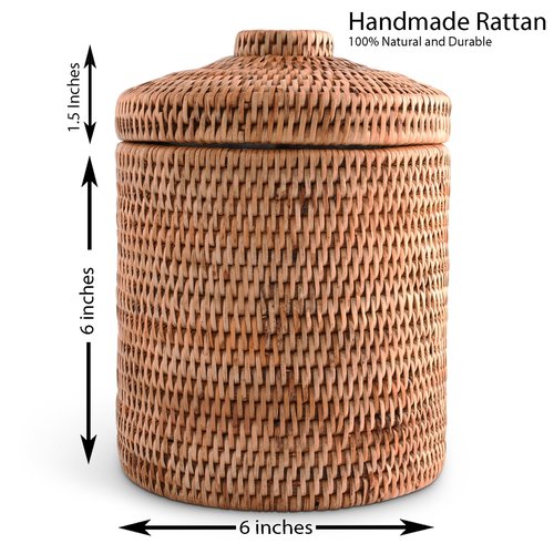 Vagabond House Rattan Wicker Ice Bucket: Durable, Double Wall, Stainless Lined, Boho Style Beach Essentials for Outdoor Use, Perfect for Beach House