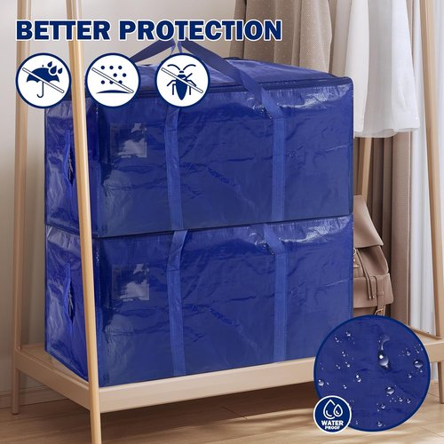 **Skiennix Extra Heavy Duty Moving Bags - Strong Zipper & Handles, 24 Gallon, Dark Blue (8 Pack)**
