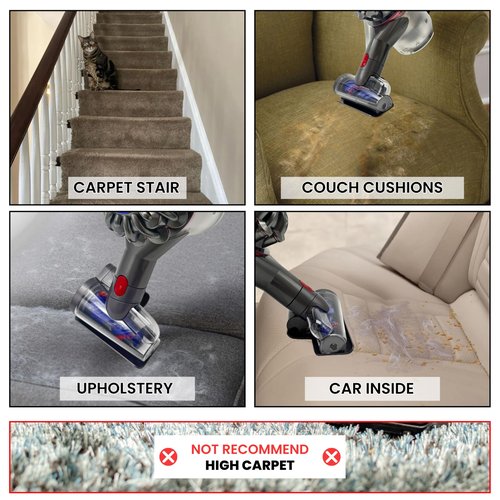 for Dyson V7 V8 V10 V11 V15 Vacuum Cleaners - Mini Motorized Brush Head - Pet Hair Removal Vacuum Attachment, Mini Hair Screw Tool for Carpeted Stairs, Couch Cushions, Upholstery & Car Carpet