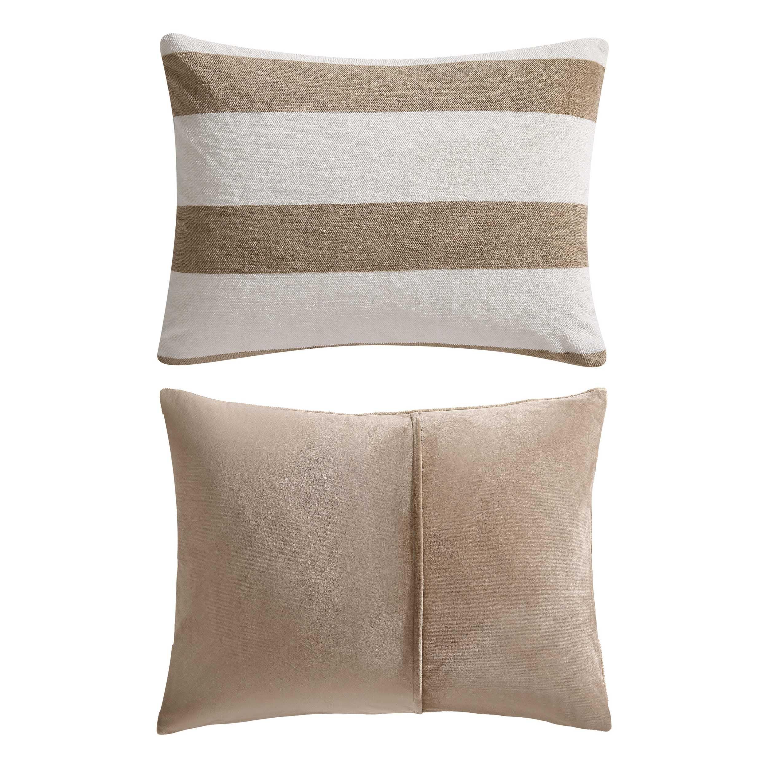 Nautica - Full/Queen Comforter Set, Soft Twill Plush Bedding with Matching Shams, Reverse to Micromink, Medium-Weight, Oeko-Tex Certified (Lawndale Brown)