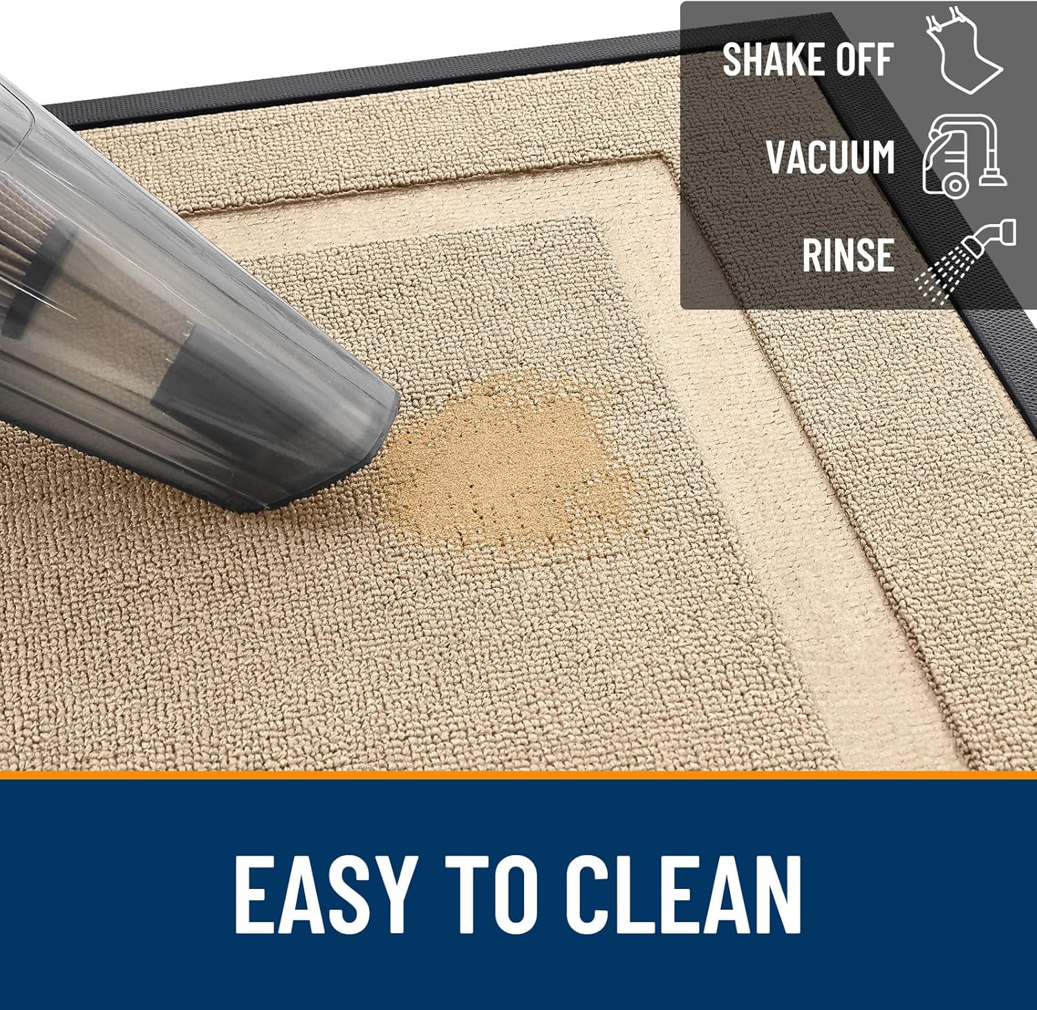 OLANLY Waterproof Front Door Mat - All-Season Indoor/Outdoor Doormat, Easy Clean, 47x32, Off-White