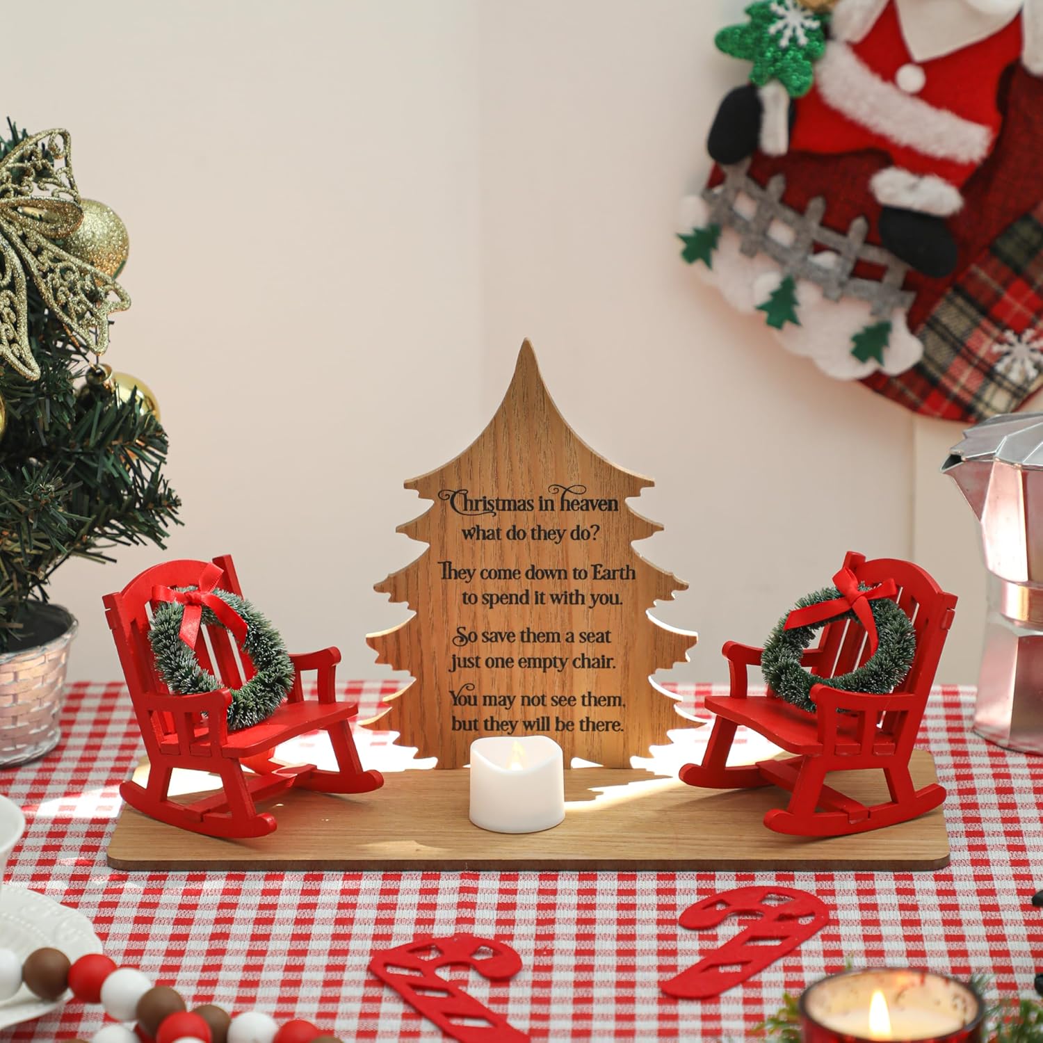 Regine Switzerland Christmas Memorial Candle Holders - Elegant Rocking Chair Ornament for Remembrance