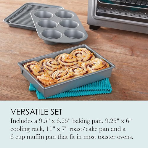 Chicago Metallic Non-Stick Toaster Oven Set - 4-Piece Bakeware Collection for Perfect Cooking