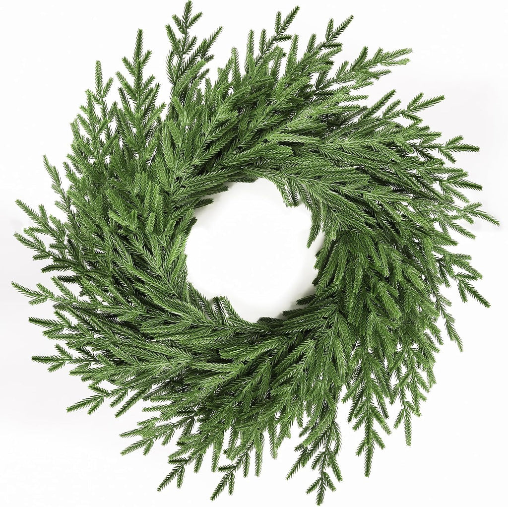 Regine Switzerland 26” Artificial Norfolk Pine Wreath - Real Touch Greenery for Year-Round Home Decor