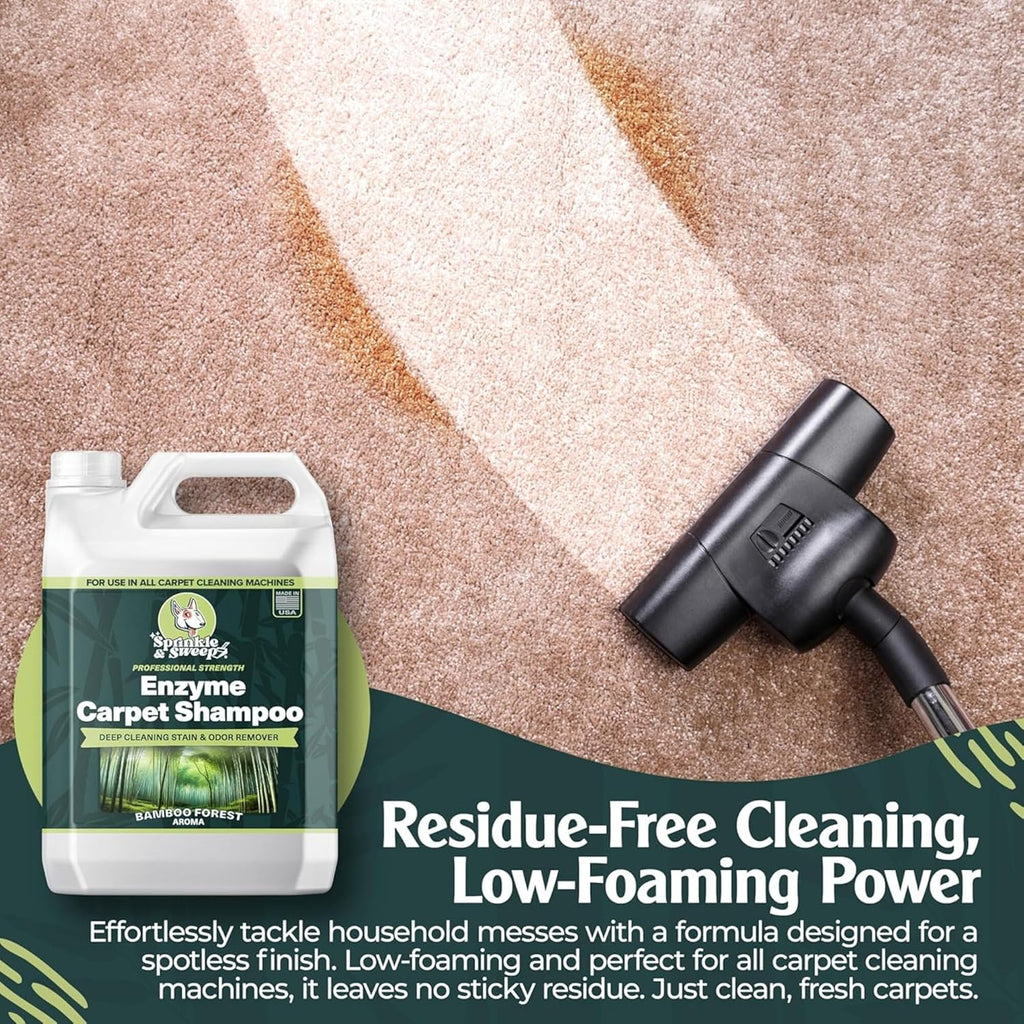 Sprinkle & Sweep Enzyme Carpet Shampoo - 64oz Deep Cleaning Pet Stain & Odor Remover for Dogs & Cats