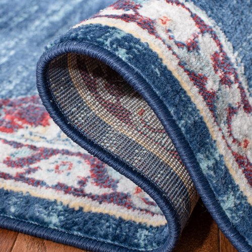 SAFAVIEH Brentwood Collection Area Rug - 6' x 9', Navy & Burgundy, Medallion Distressed Design, Non-Shedding & Easy Care, Ideal for High Traffic Areas in Living Room, Bedroom (BNT867P)