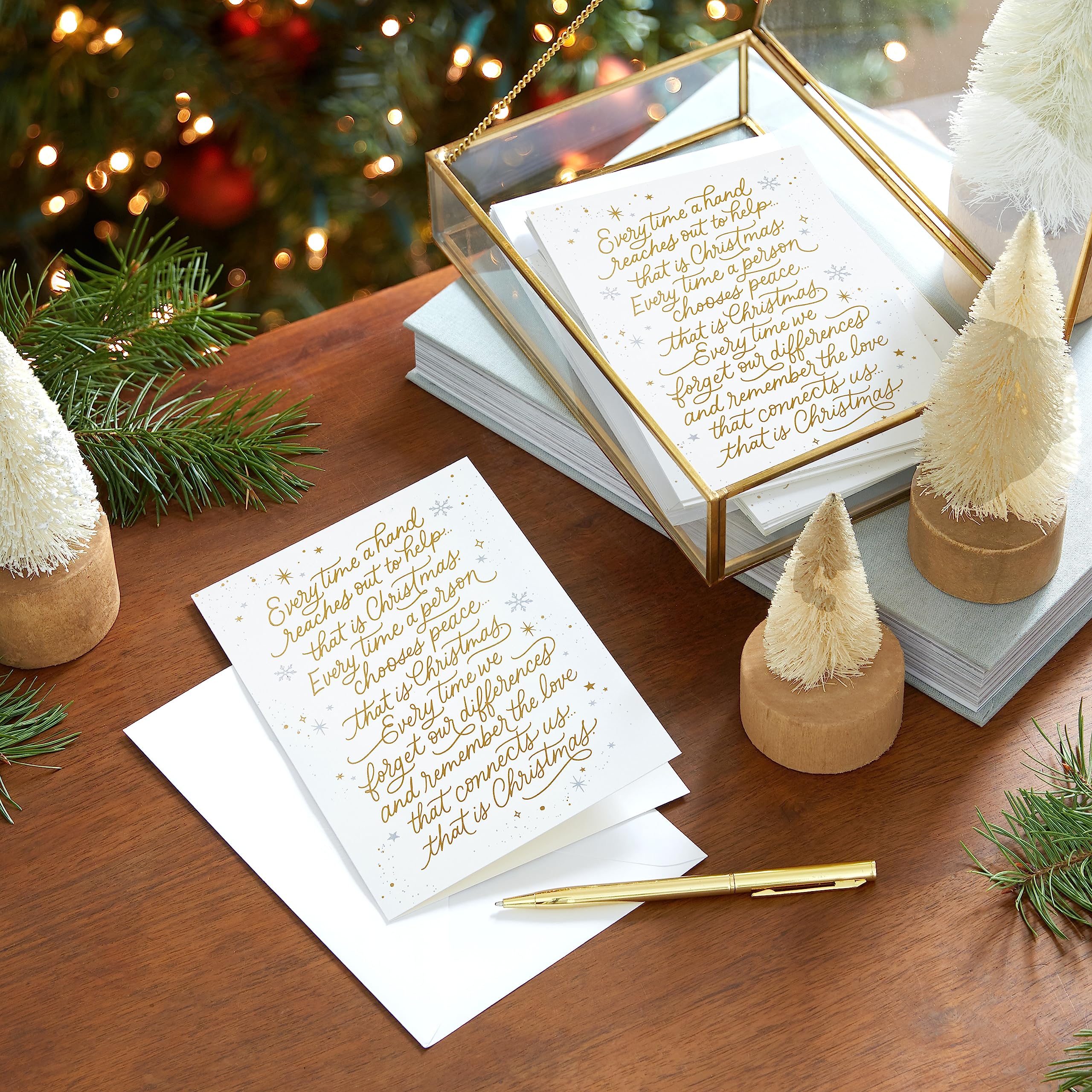 Hallmark Spiritual Boxed Christmas Cards (16 Cards and Envelopes) Gold and White, That is Christmas