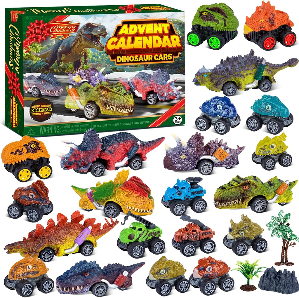 Skiennix Dinosaur Cars Advent Calendar - 24 Days of Monster Truck Fun | Perfect Christmas Gift for Kids
