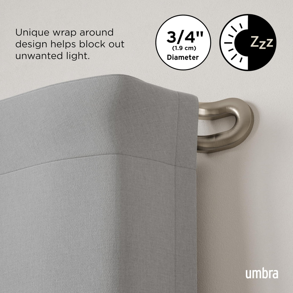 Umbra Midnight Black-Out Curtain Rod for Window, Works with All Room-Darkening Panels, Adjustable 42" to 120", Nickel