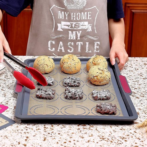 GUANCI Silicone Baking Mat Set - Non-Stick Reusable Bakeware for Pizza, Macarons, Cookies | Grey, Set of 4