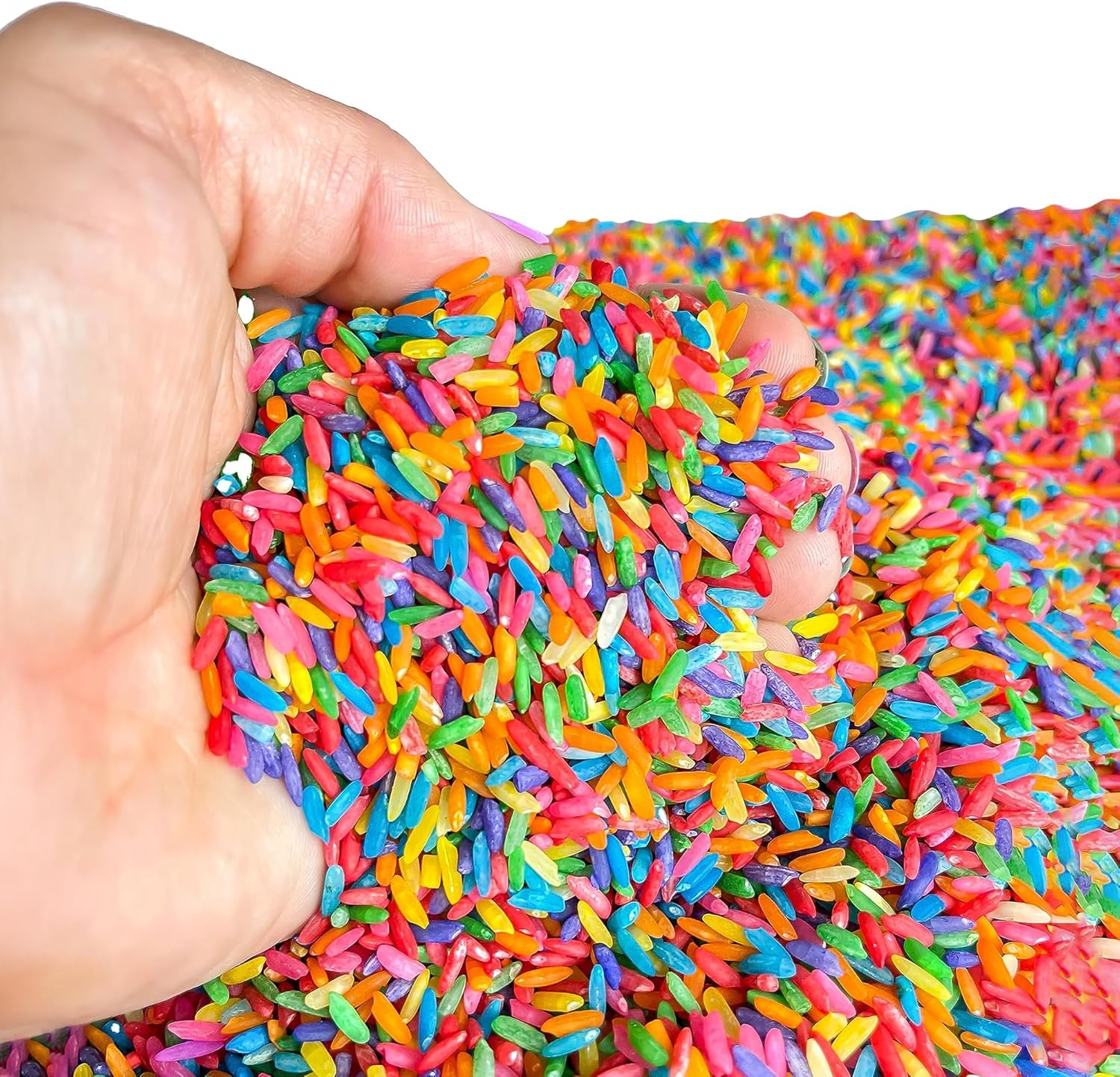 Rainbow Rice | Non-Toxic Sensory Bin Filler - 2 LB (4 Cups) for Educational Play & DIY Montessori Activities