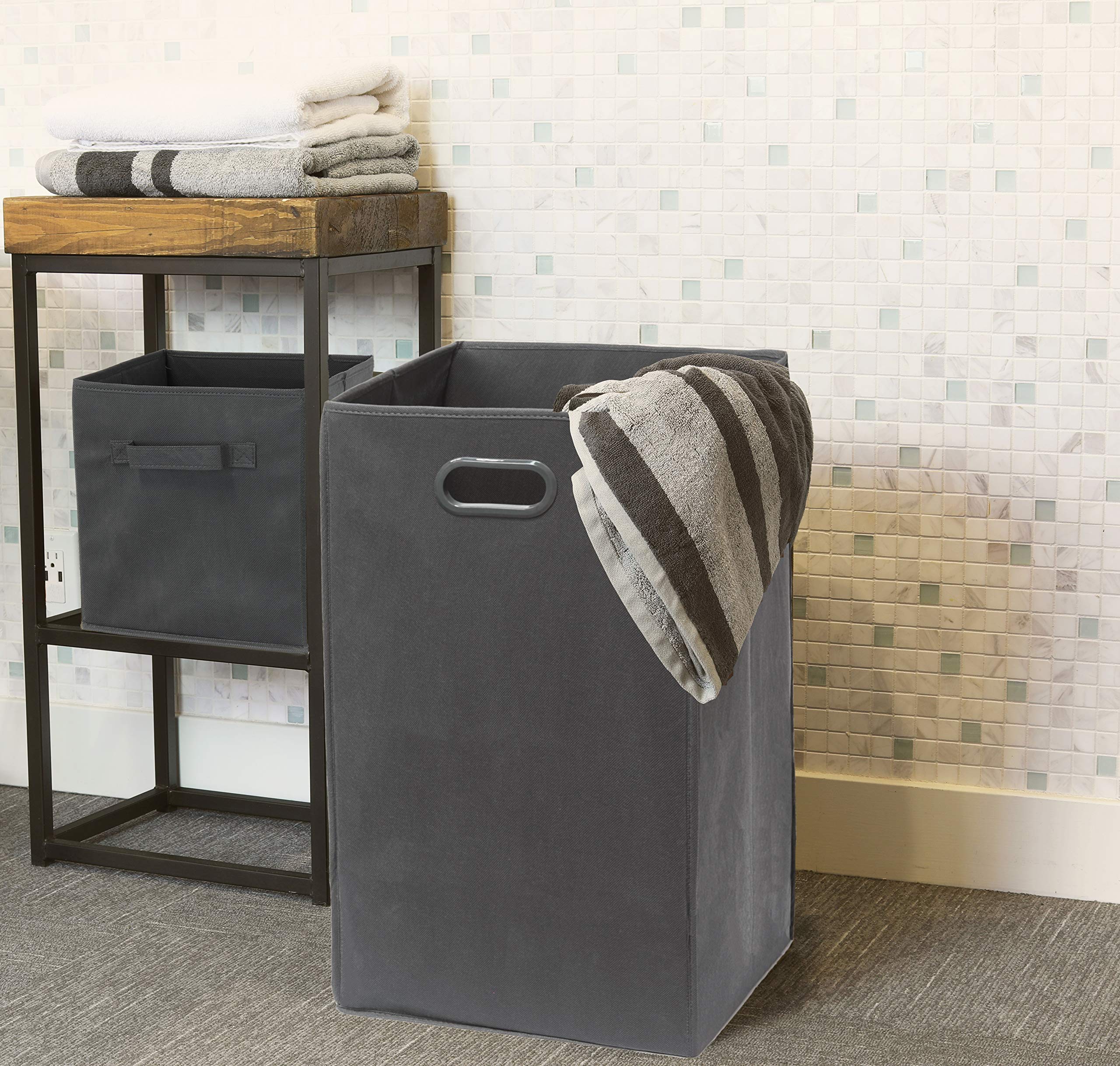 Simple Houseware Foldable Closet Laundry Hamper Basket, Dark Grey