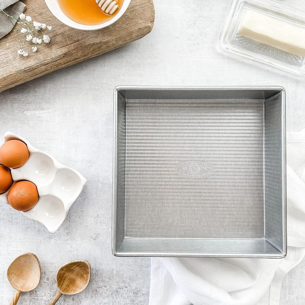 USA Pan Bakeware Nonstick Square Cake Pan - 8 Inch Aluminized Steel for Perfect Baking