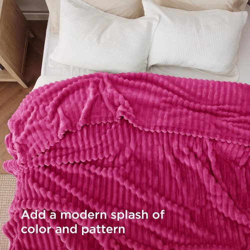 Bedsure GentleSoft Hot Pink Fleece Blanket - Cozy Soft Throw for Women & Girls, 108x90 Inches