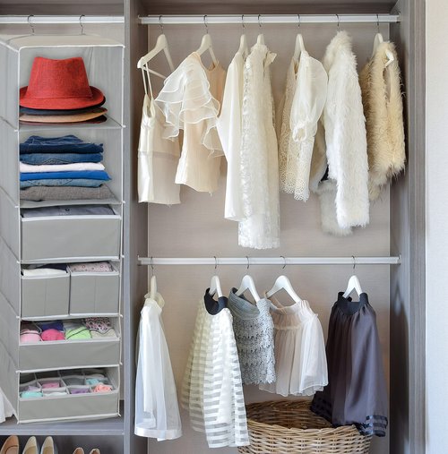 Simple Houseware 6 Shelf Hanging Closet Organizer with 5 Drawers Storage, Gray