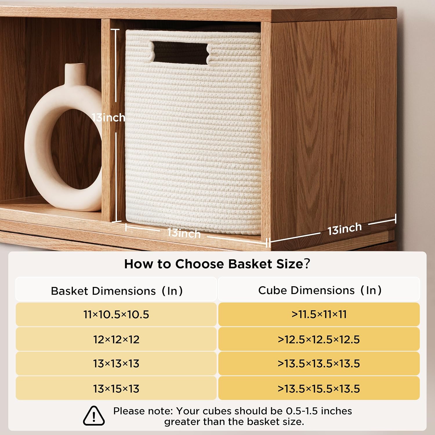 UBBCARE Storage Cubes Set of 4 - 13" Cotton Rope Baskets for Organizing Toys & Books | Beige