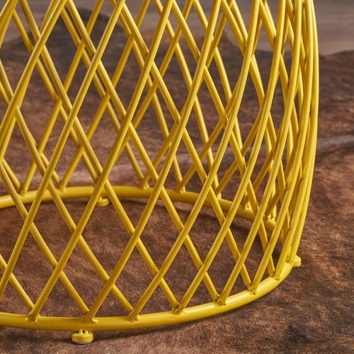 Christopher Knight Home Bryony Indoor 19" Diameter Lattice Iron Side Table, Matte Yellow