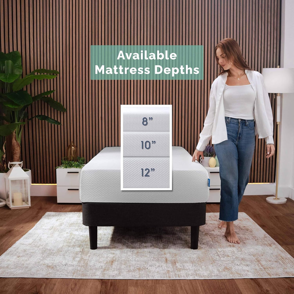 Nestl Green Tea Twin Mattress - 8 Inch Cooling Graphite Memory Foam for Kids | Fiberglass-Free Support