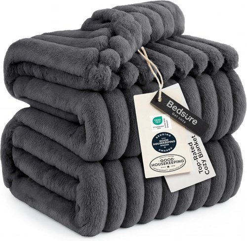 Bedsure GentleSoft California King Blanket - Cozy Grey Throw for Bed, 102x96 Inches