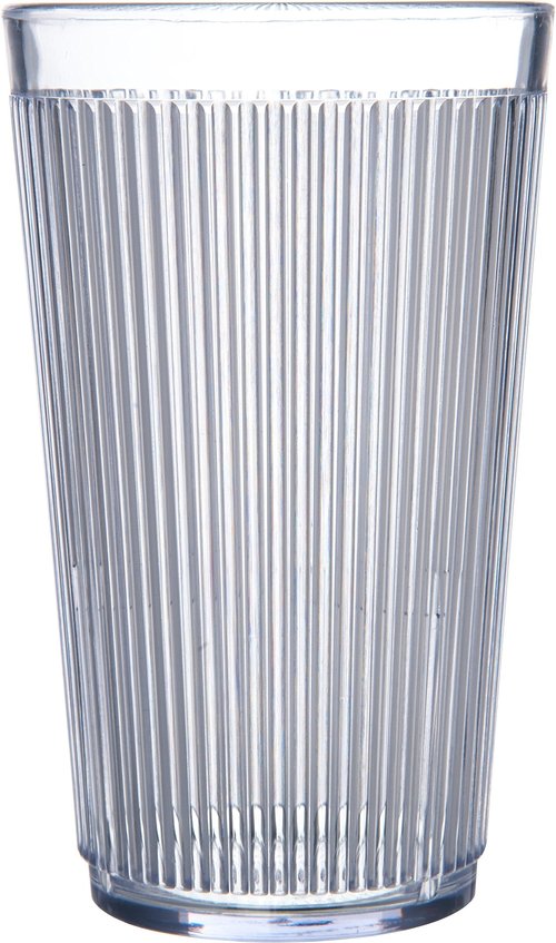 Carlisle FoodService Products Crystalon Stack-All Stackable Tumbler Plastic Tumbler with Ribbed Texture for Restaurants, Catering, Kitchens, Plastic, 12.5 Ounces, Clear, (Pack of 48)