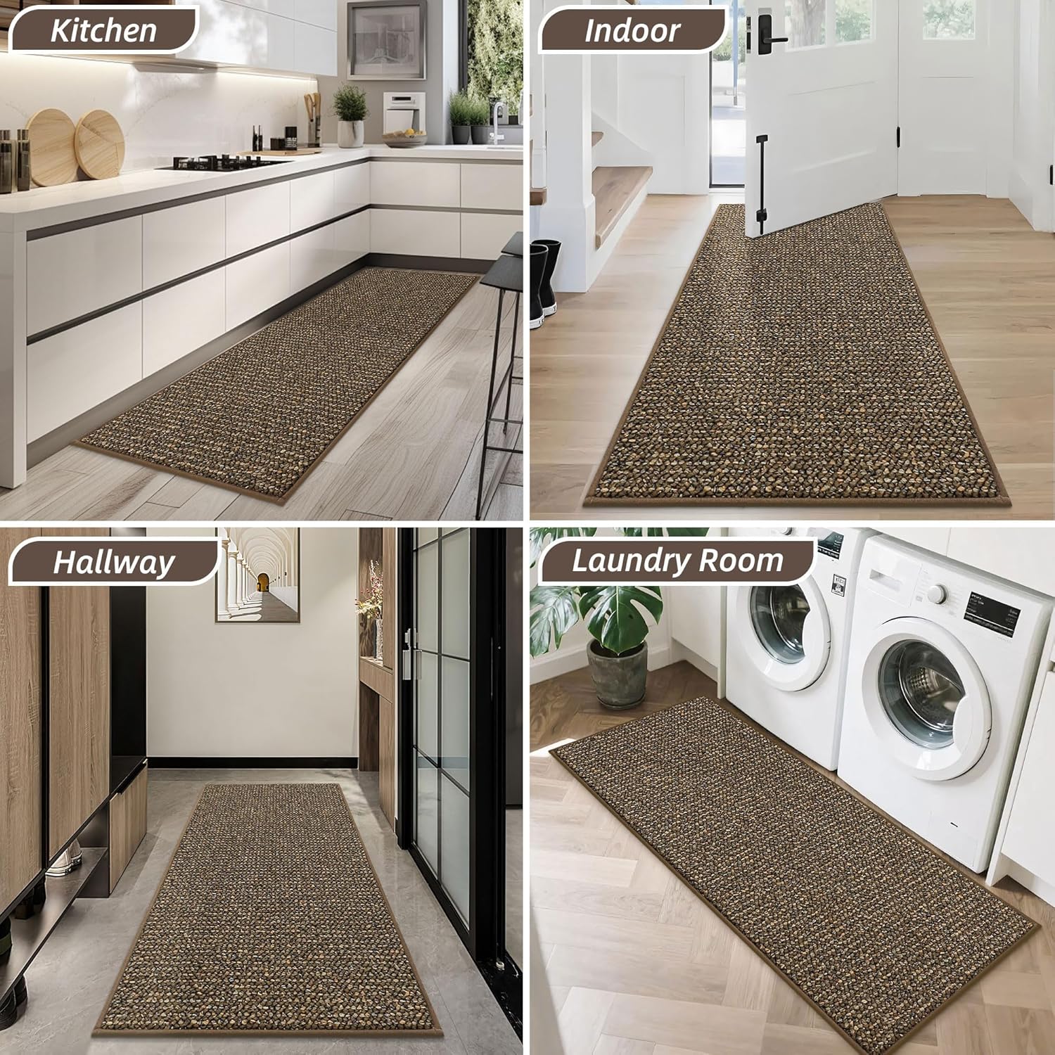 BEQHAUSE Dirt Trapper Door Mat - Non-Slip, Washable, Absorbent Entrance Mat | 24" x 60", Brown
