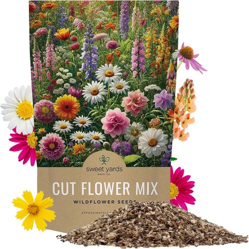 Cut Flower Garden Seeds - Non-GMO Wildflower Seeds Bulk 1/4 Pound Bag | Over 30,000 Colorful Annuals & Perennials