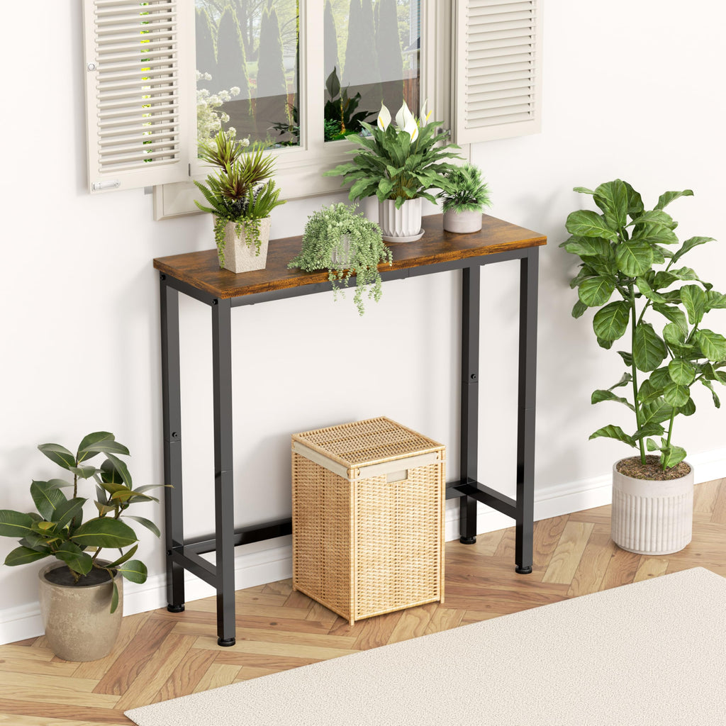 GRLEAF 29.5" Narrow Console Table, Small Entryway Table, Thin Hallway Table Skinny Sofa Side Display Table for Entrance, Bedroom, Living Room, Foyer, Corridor, Office - Rustic Brown (9.5" Deep)