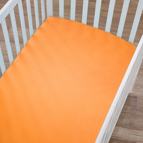 American Baby Company Supreme 100% Natural Cotton Jersey Knit Fitted Crib Sheet for Standard Crib and Toddler Mattresses, Orange, Soft Breathable, for Boys and Girls, 28x52x9 Inch (Pack of 1)