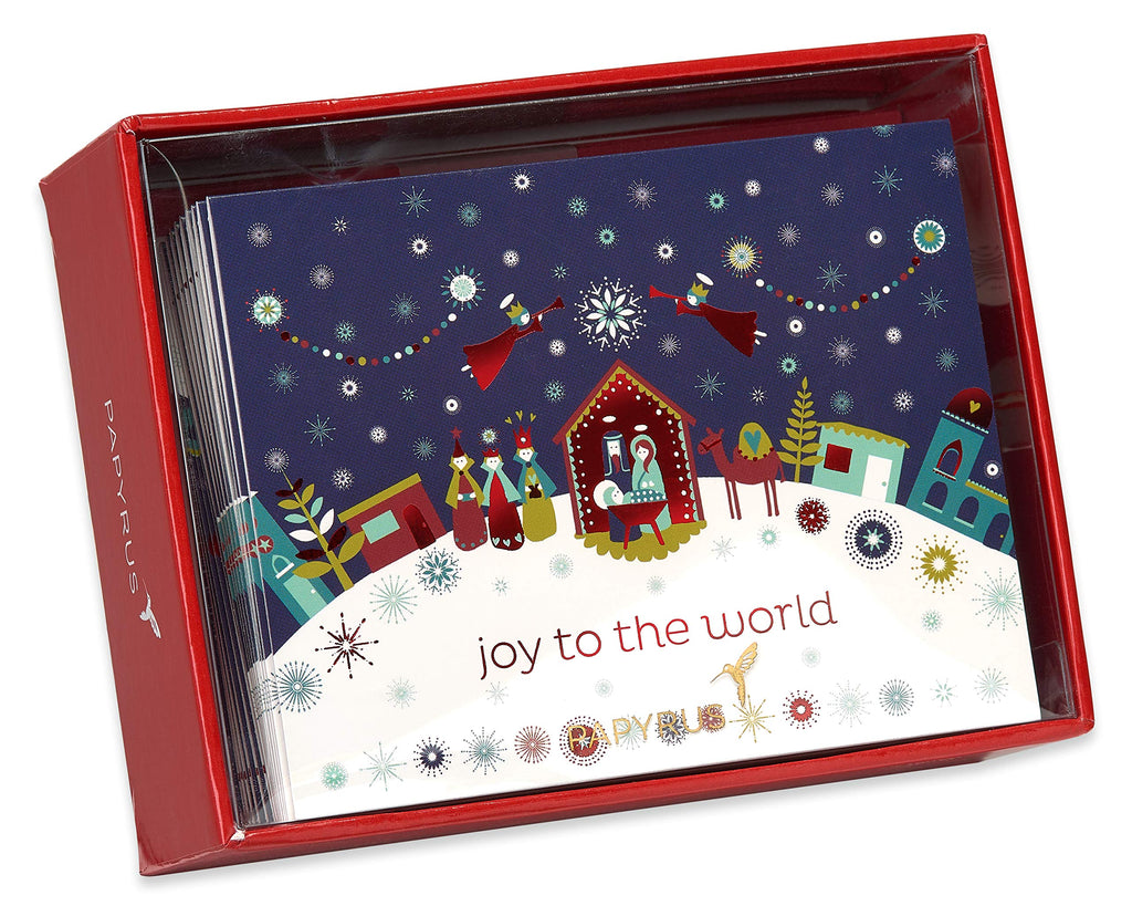 Papyrus Petite Religious Christmas Cards Boxed with Envelopes & Signature Hummingbird Seals, Nativity Scene (20-Count)