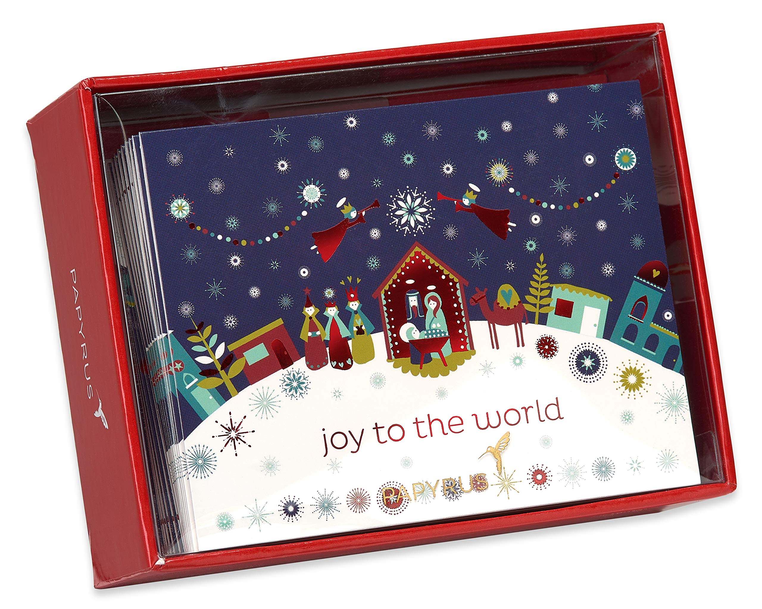Papyrus Petite Religious Christmas Cards Boxed with Envelopes & Signature Hummingbird Seals, Nativity Scene (20-Count)