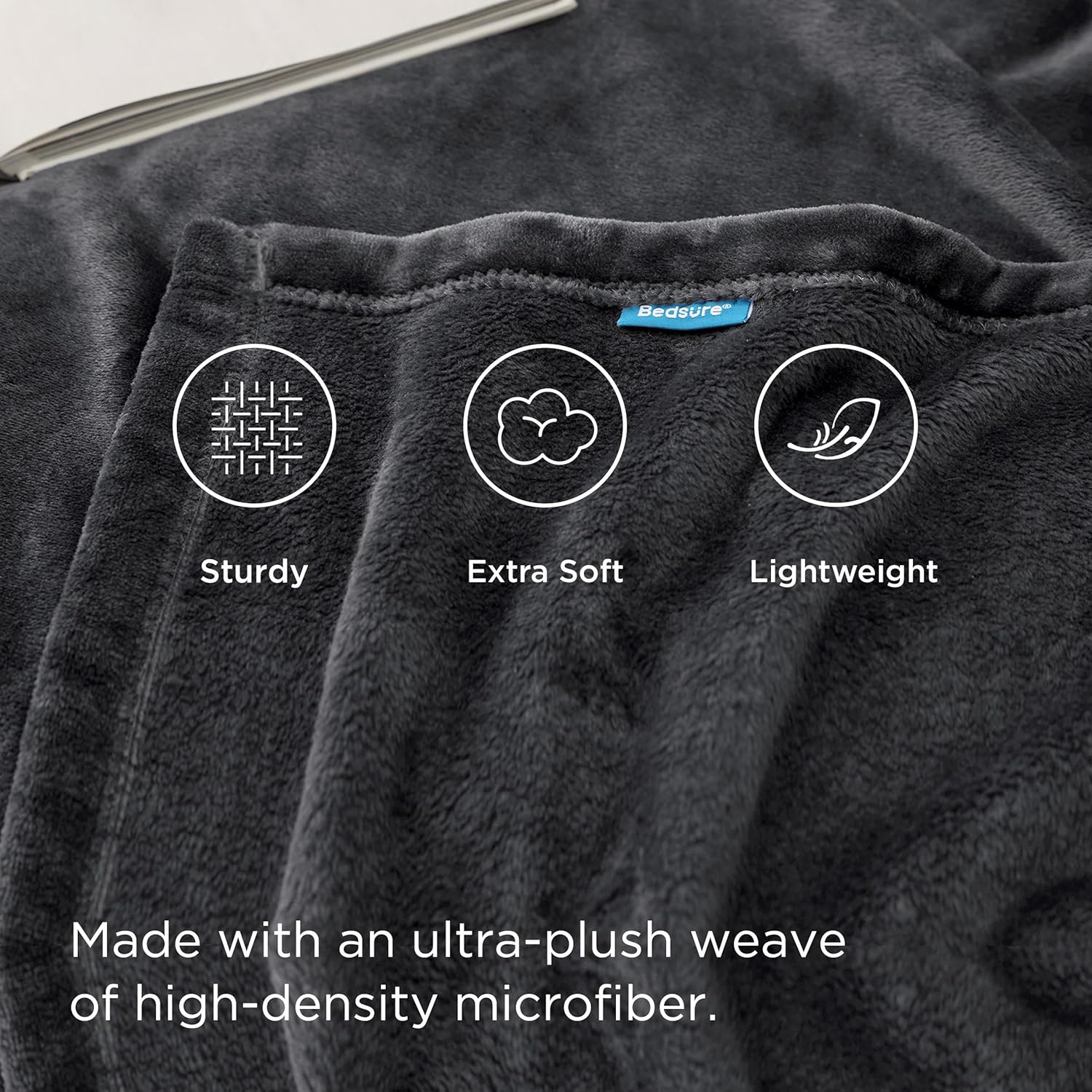 Bedsure GentleSoft Fleece Blanket - Cozy Dark Grey Twin Size 300GSM Plush Warm Throw, 60x80 Inches
