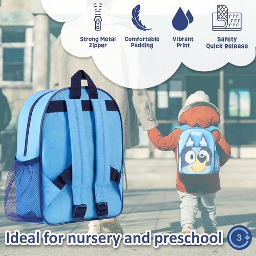 Bluey Mini Backpack - Adjustable Straps for Kids | 11.5x9 in Travel Bag in Blue