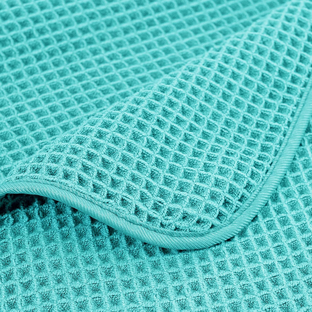 POLYTE Microfiber Bath Towel Set - Quick Dry, Lint-Free, Oversized | 6 Pieces in Waffle Weave