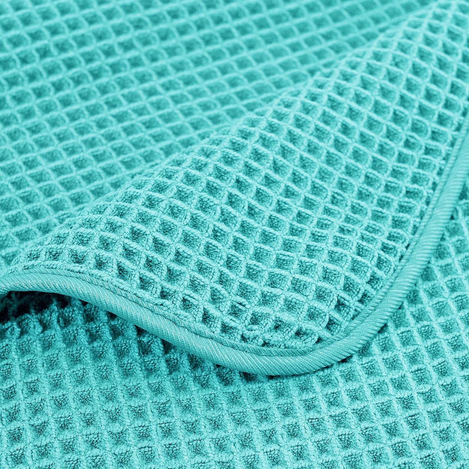 POLYTE Microfiber Bath Towel Set - Quick Dry, Lint-Free, Oversized | 6 Pieces in Waffle Weave