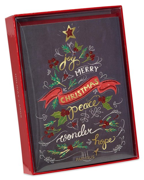 Papyrus Boxed Christmas Cards with Envelopes, To You and Yours, Holiday Tree (14-Count)