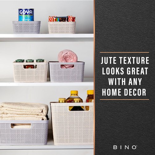 BINO Woven Plastic Basket - XS Natural, 5-Pack | Stylish Home Organization & Space-Saving Storage