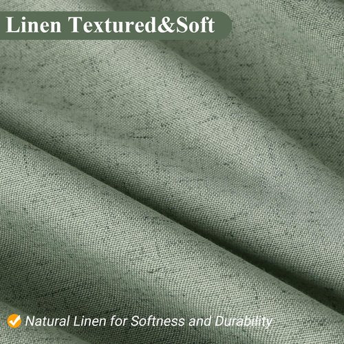 Naturoom Light Sage Linen Shower Curtain, Country Boho Farmhouse Bath Decor Shower Curtains Neutral Cloth Weighted Textured Fabric Bath Curtain Liner with Hooks, 72x72