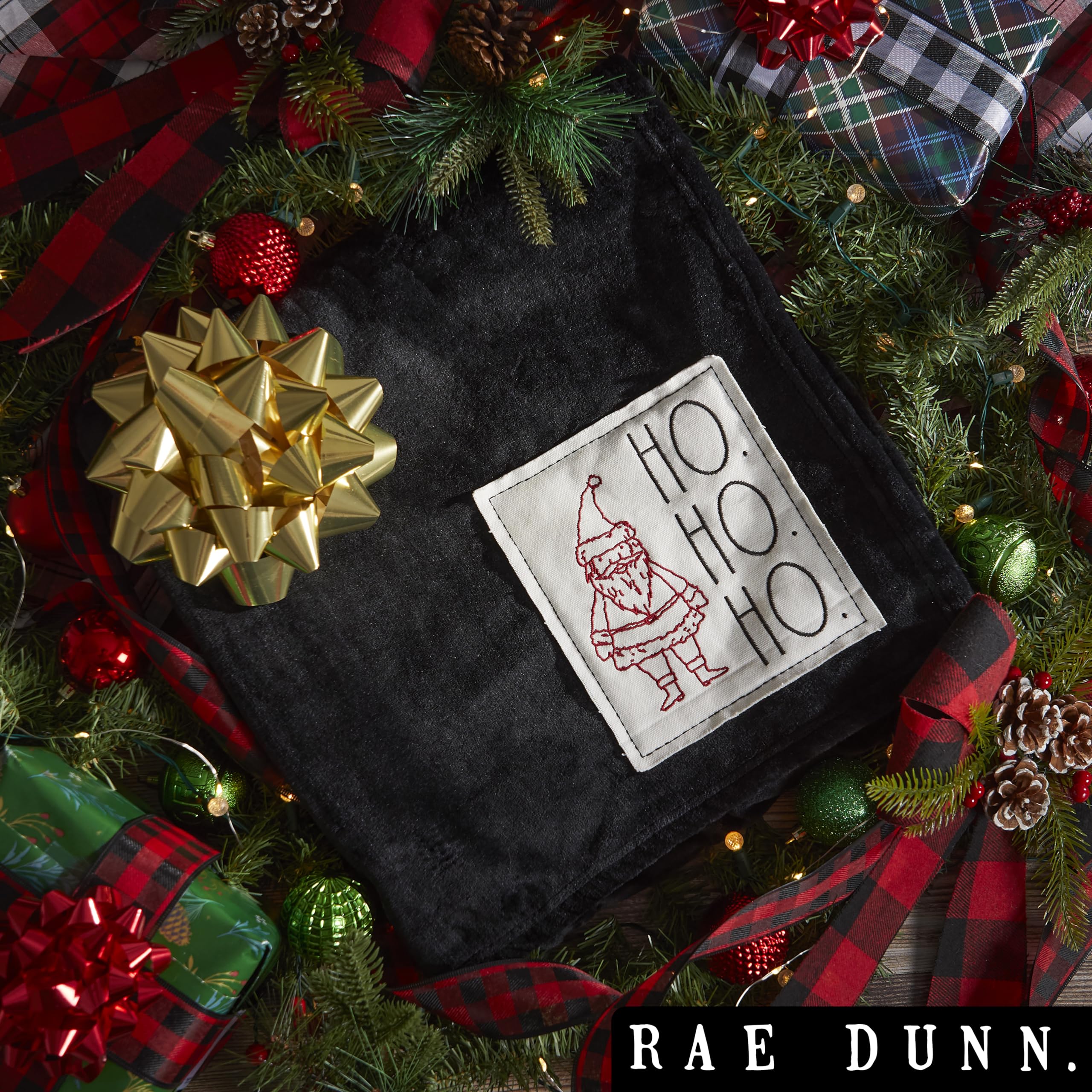 Rae Dunn Throw Blanket- Soft, Decorative Blankets for Bed or Couch, Cozy Throws for Sofa, Soft Plush Throw Embroidered HO. HO. HO., 50 inches x 70 inches
