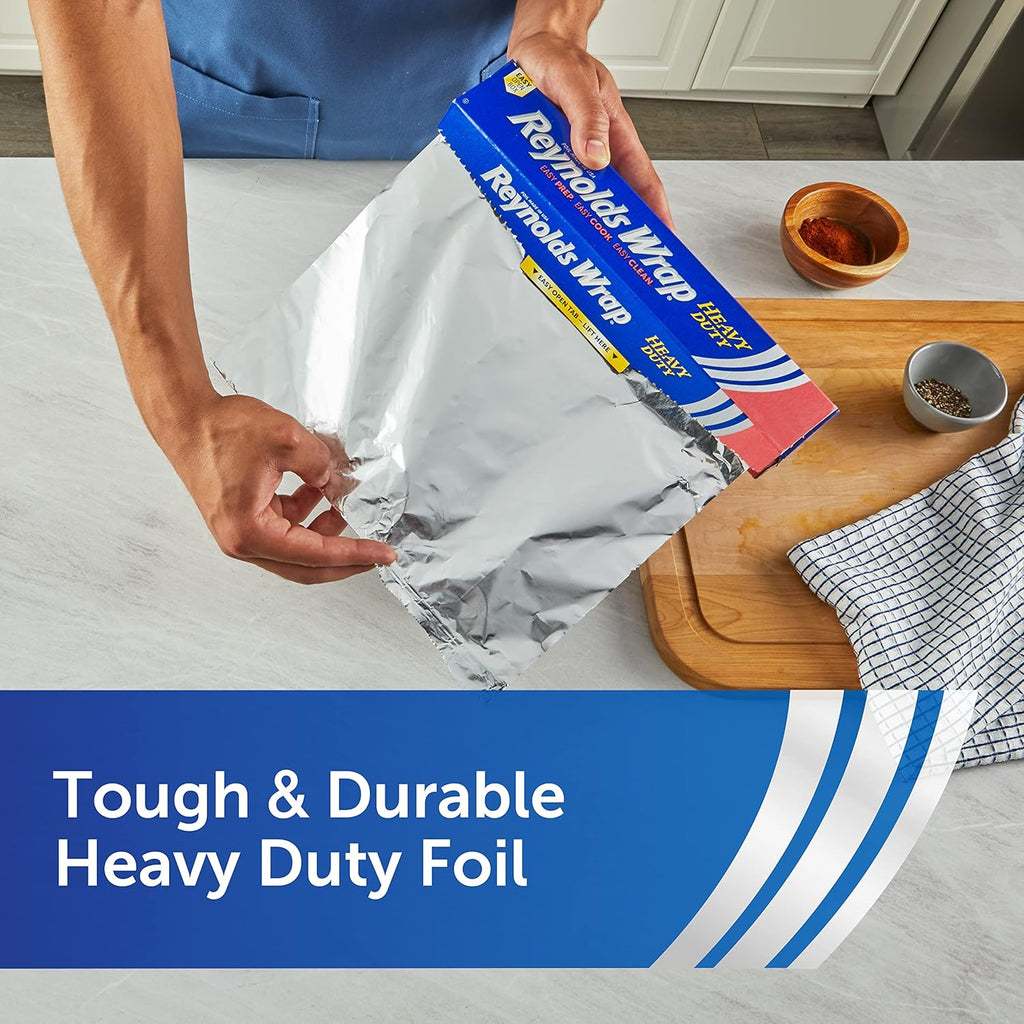 Reynolds Wrap Heavy Duty Aluminum Foil - Thick, Durable Foil with Easy Open Tab | 12" Wide, 50 Sq. Ft.
