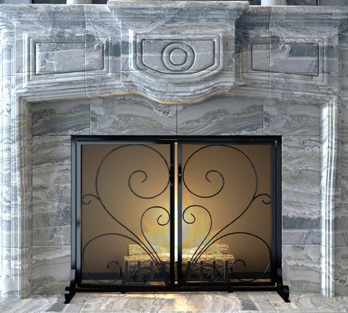 Calidola Fireplace Screen with Double Doors, Metal Mesh Spark Guard, Baby Proof Fireplace Screen, Decorative Black Safety Screen for Wood Stoves and Fireplaces