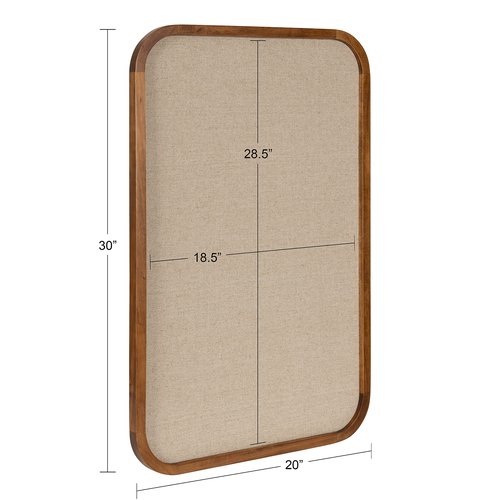 Kate and Laurel Hutton Transitional Pinboard; 20 x 30; Rustic Brown; Radius Rectangle Wall Organizer with Fabric Pinning Surface
