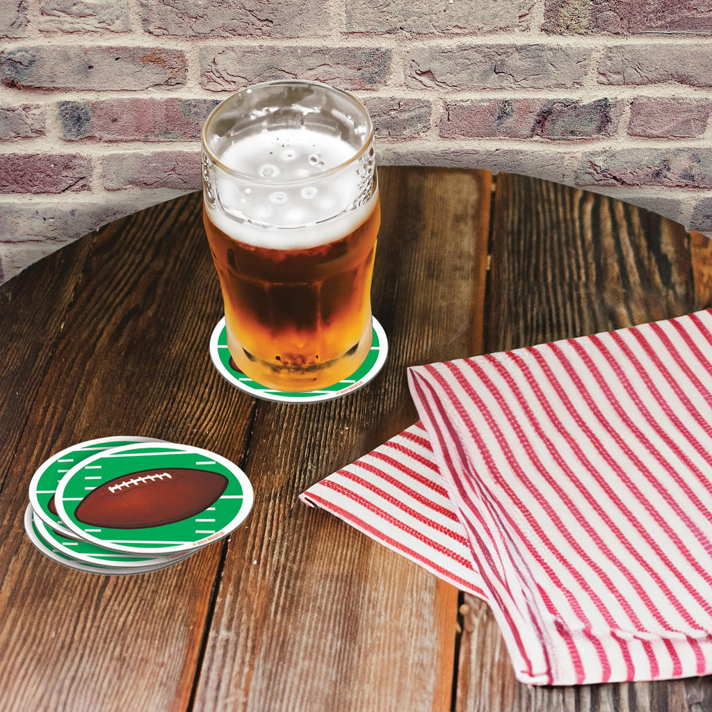 Beistle Football Coasters, Set of 24, Tableware for Game Day Parties, and Tailgating, Drink and Beverage Protectors for Sports-Themed Events