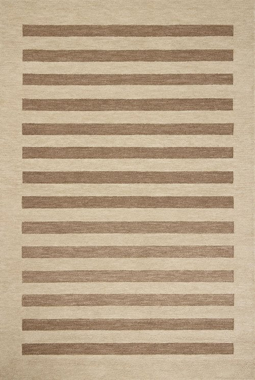 Loloi Leanne Ford Craven Collection CVN-05 Oatmeal/Bark 2'-3" x 3'-9" Accent Rug Striped, Patterned, Neutral, Entryway, Mudroom, Bathroom, and Kitchen