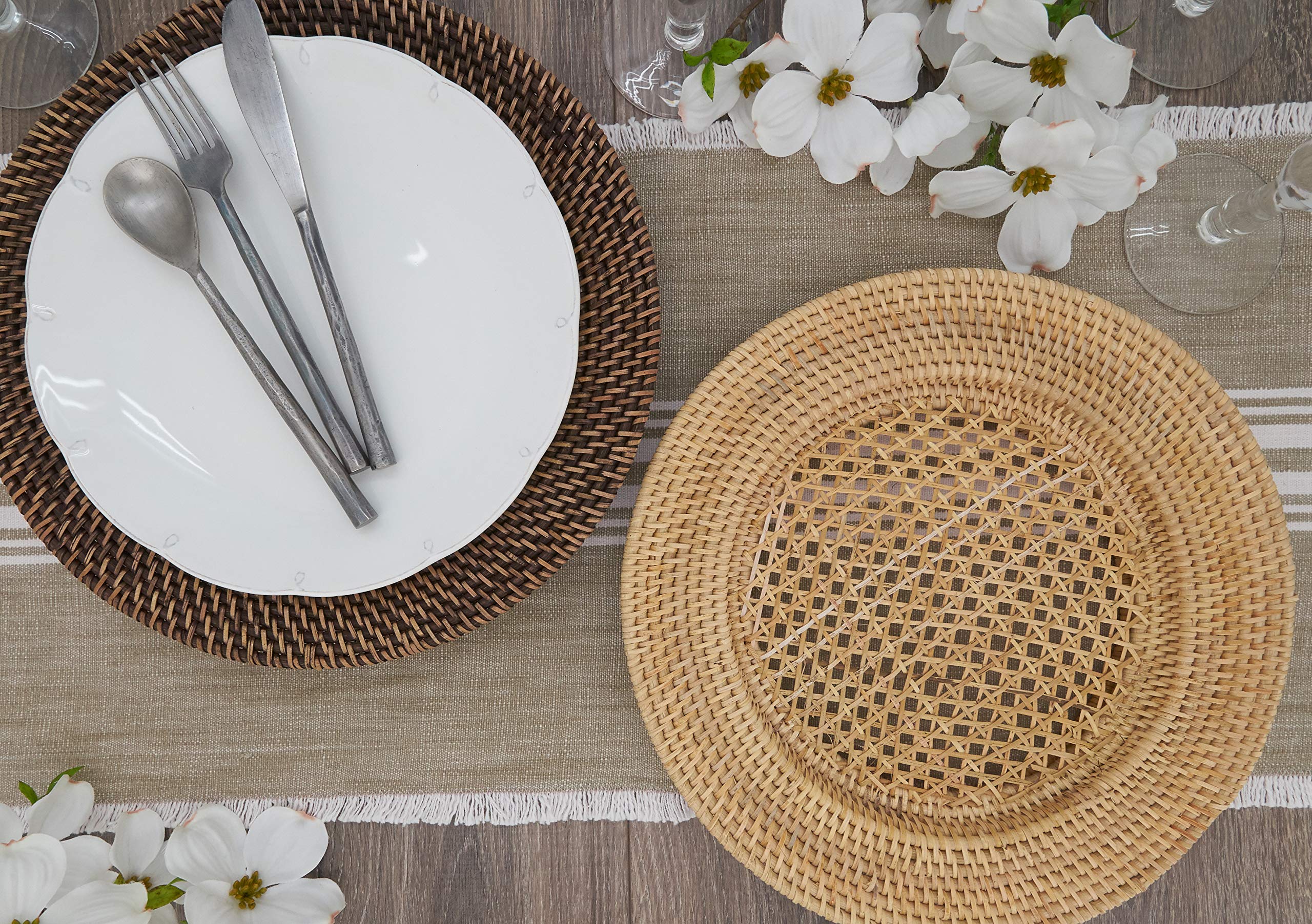 SARO LIFESTYLE Handmade Rattan Charger Plates (Set of 4)