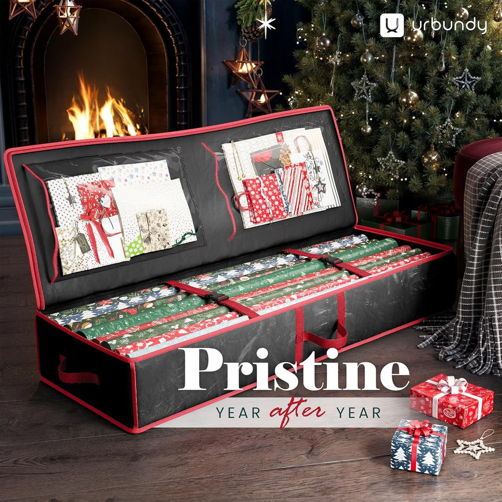 Regine Switzerland Heavy Duty Wrapping Paper Organizer - Black Storage Bag for Gift Bags & Decorations