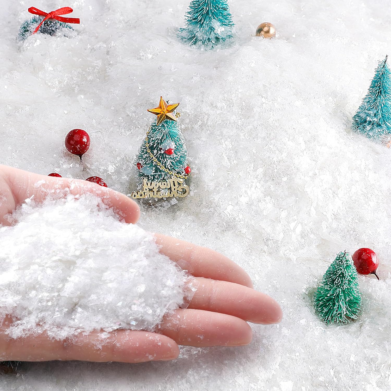 Skiennix Christmas Fake Snow | 20oz White Twinkles Artificial Flake Powder for DIY Crafts & Decorations