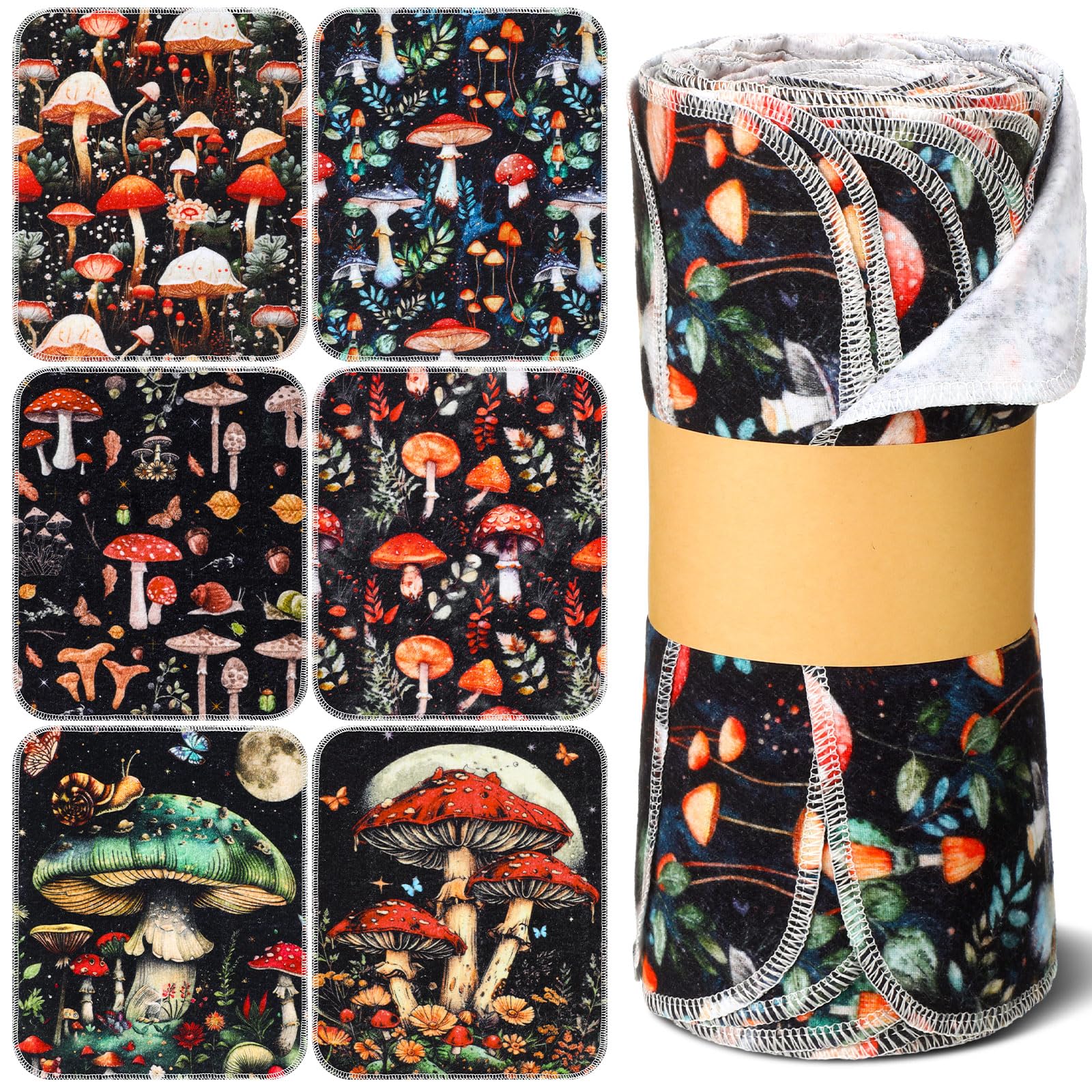 Noveread 36 Pack Mushroom Reusable Cleaning Cloths Washable Cotton Kitchen Towels for Home (Stylish Color)