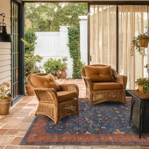 Hazo Haus Navy Blue Area Rug - Machine Washable, Non-Slip, Stain Resistant | 5x7 for Living Room, Bedroom, Kitchen