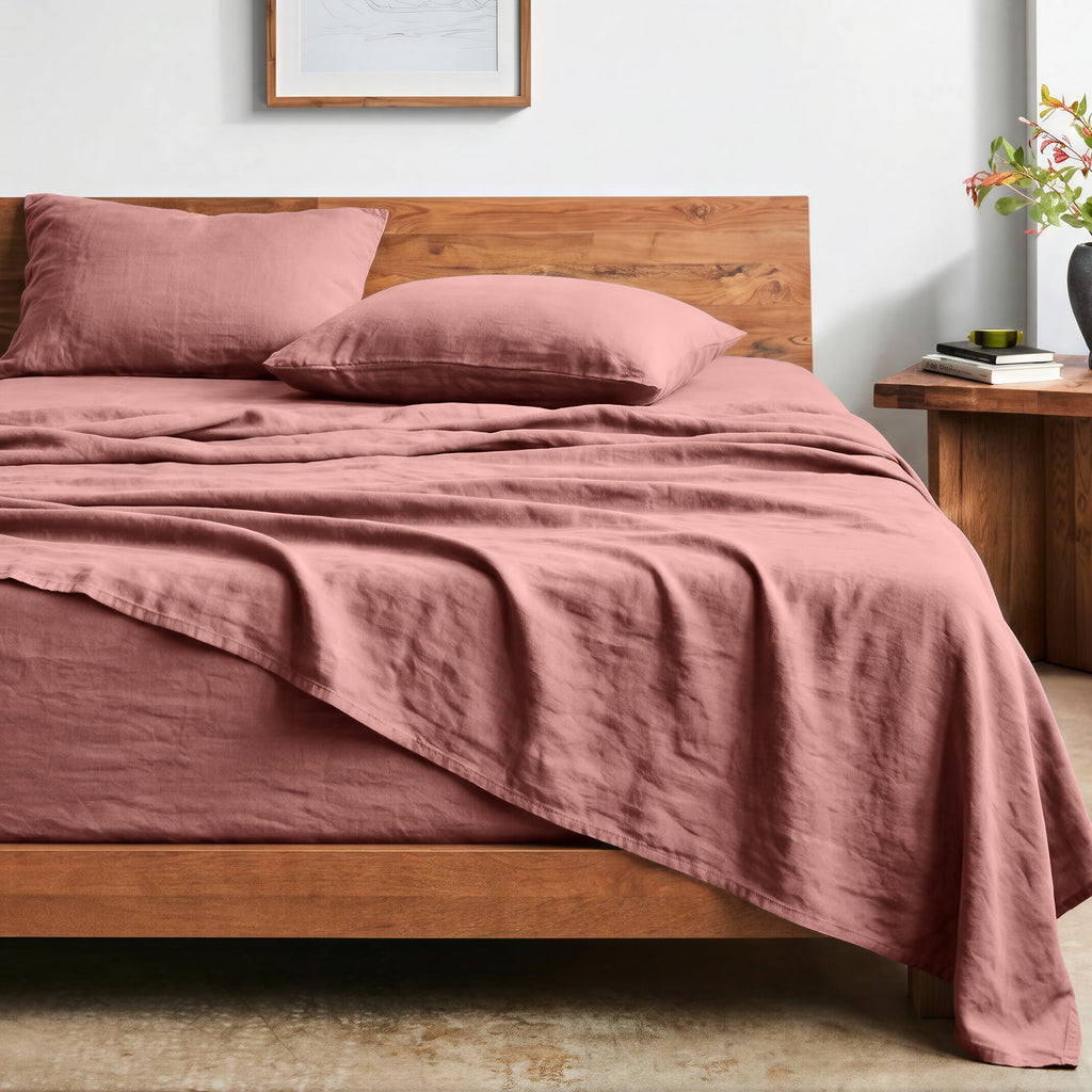Bare Home Full Sheet Set - Luxury 1800 Ultra-Soft Stonewashed Microfiber - Brushed - Deep Pockets - Easy Fit - Breathable Bedding - Sheet Sets & Pillowcases (Full, Stonewashed Dusty Rose)